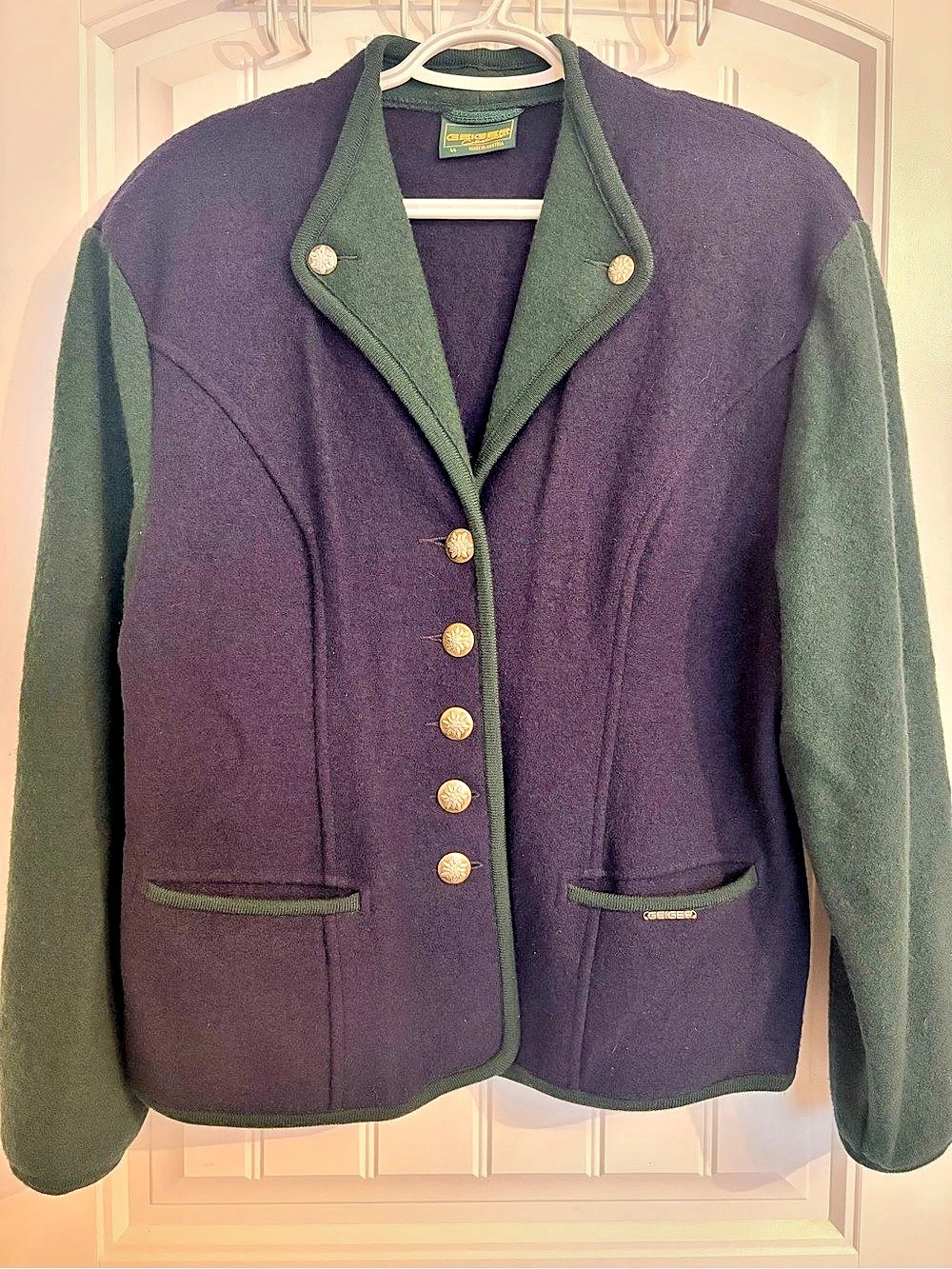 Vintage Geiger Austria Boiled Wool Jacket/Alpine Trachten/ Size 44